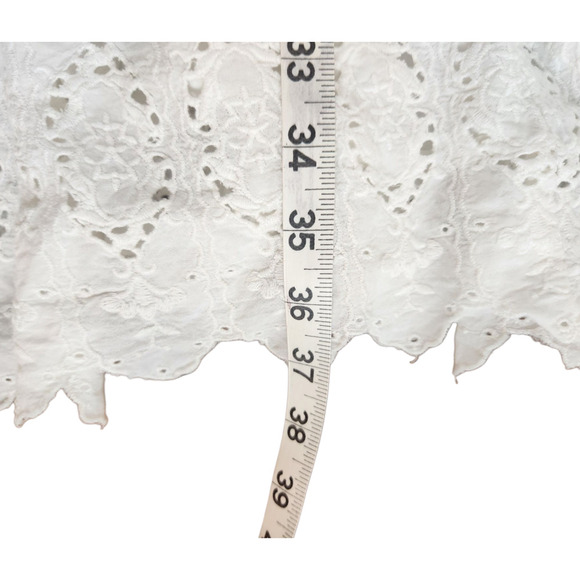 Maeve anthropologie dress sz 2 white tiered eyelet midi halter keyhole lined - Picture 13 of 14